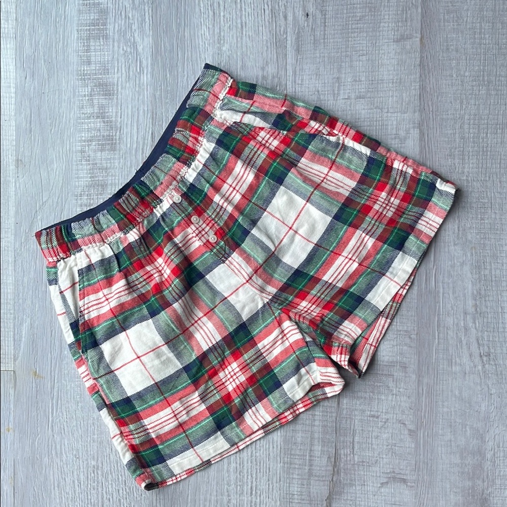 Aerie Plaid Pajama Shorts - Red, Green, White